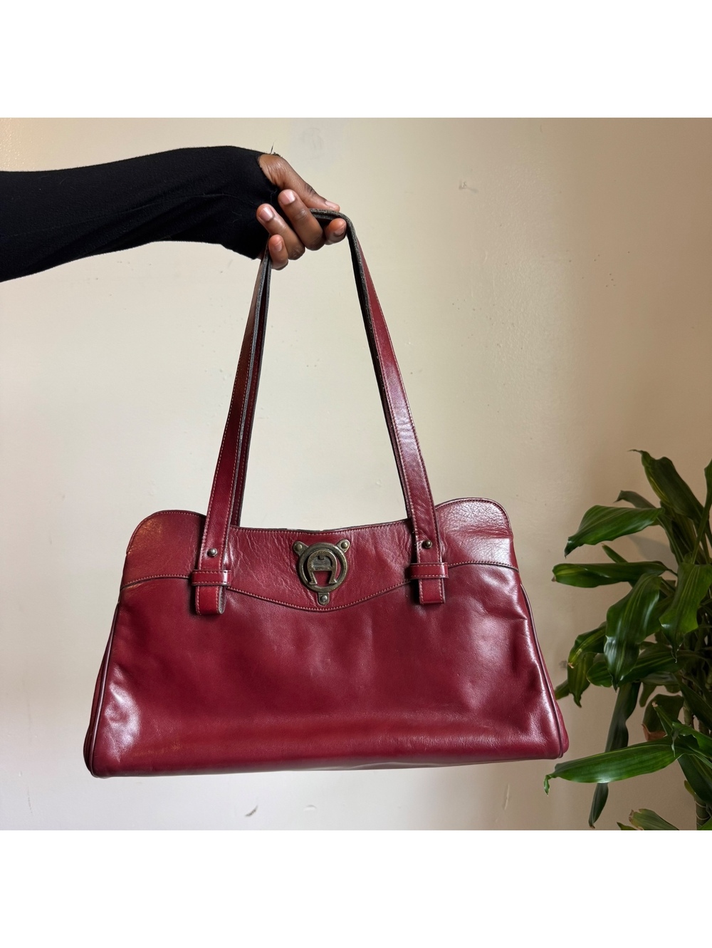 Etienne Aigner Burgundy Leather Shoulder Bag